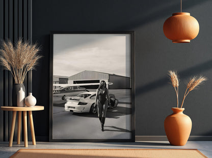 Porsche GT3 Poster, Luxury Car Wall Art, Black and White Print, Old Money Aesthetic Decor, Private Aviation Art, Edgy Fashion Room Decor