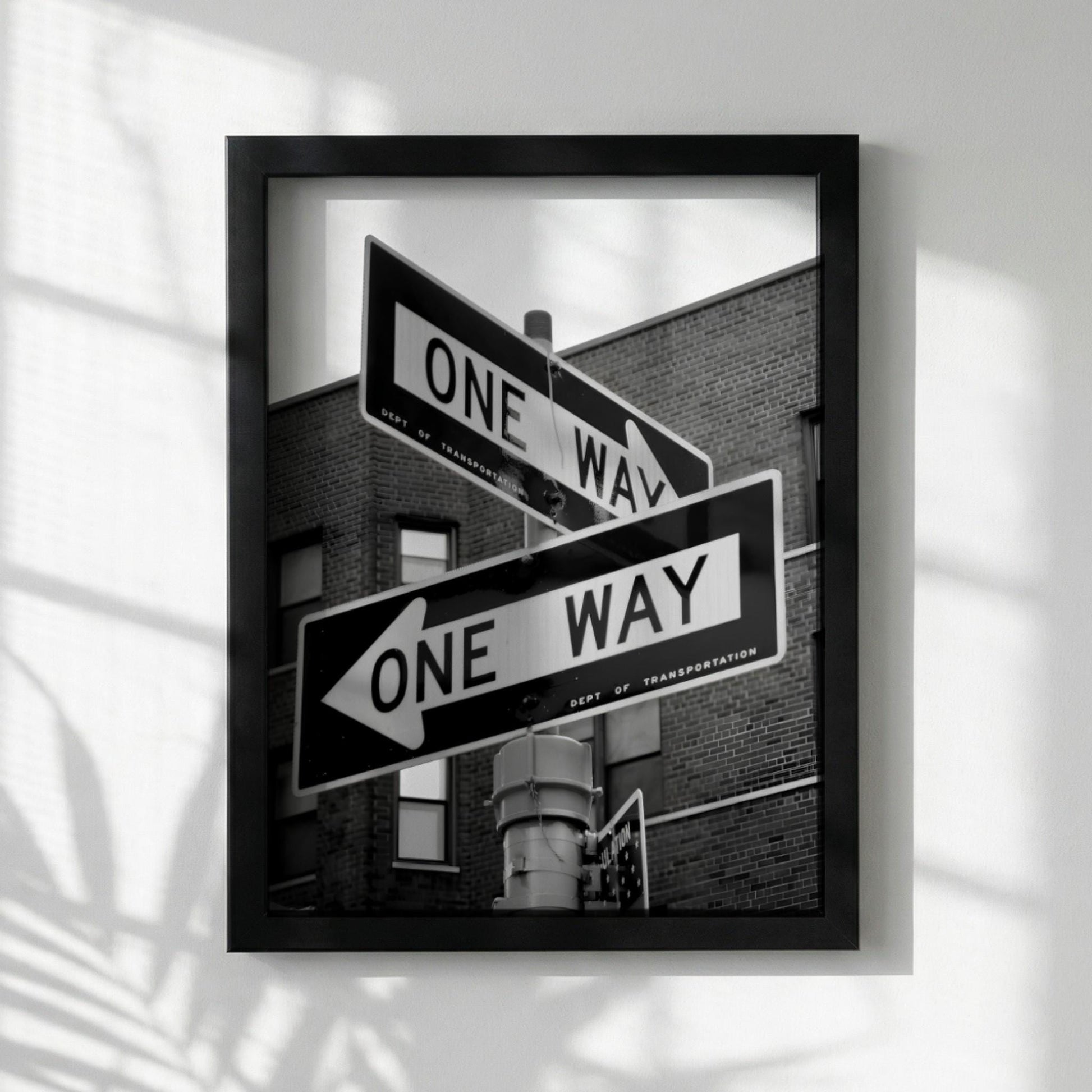 One Way Sign Poster, Urban Street Art, Black White Print, NYC City Wall Decor, Vintage Street Sign, Industrial Room Decor, Cityscape Art