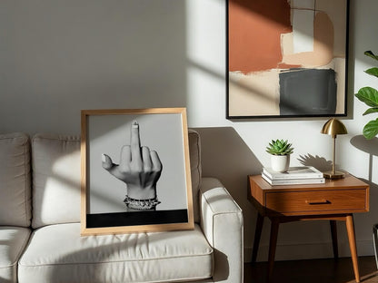 Middle Finger Poster, Punk Rock Wall Art, Black White Print, Edgy Room Decor, Rebel Hand Sign, Badass Poster, Grunge Art Print