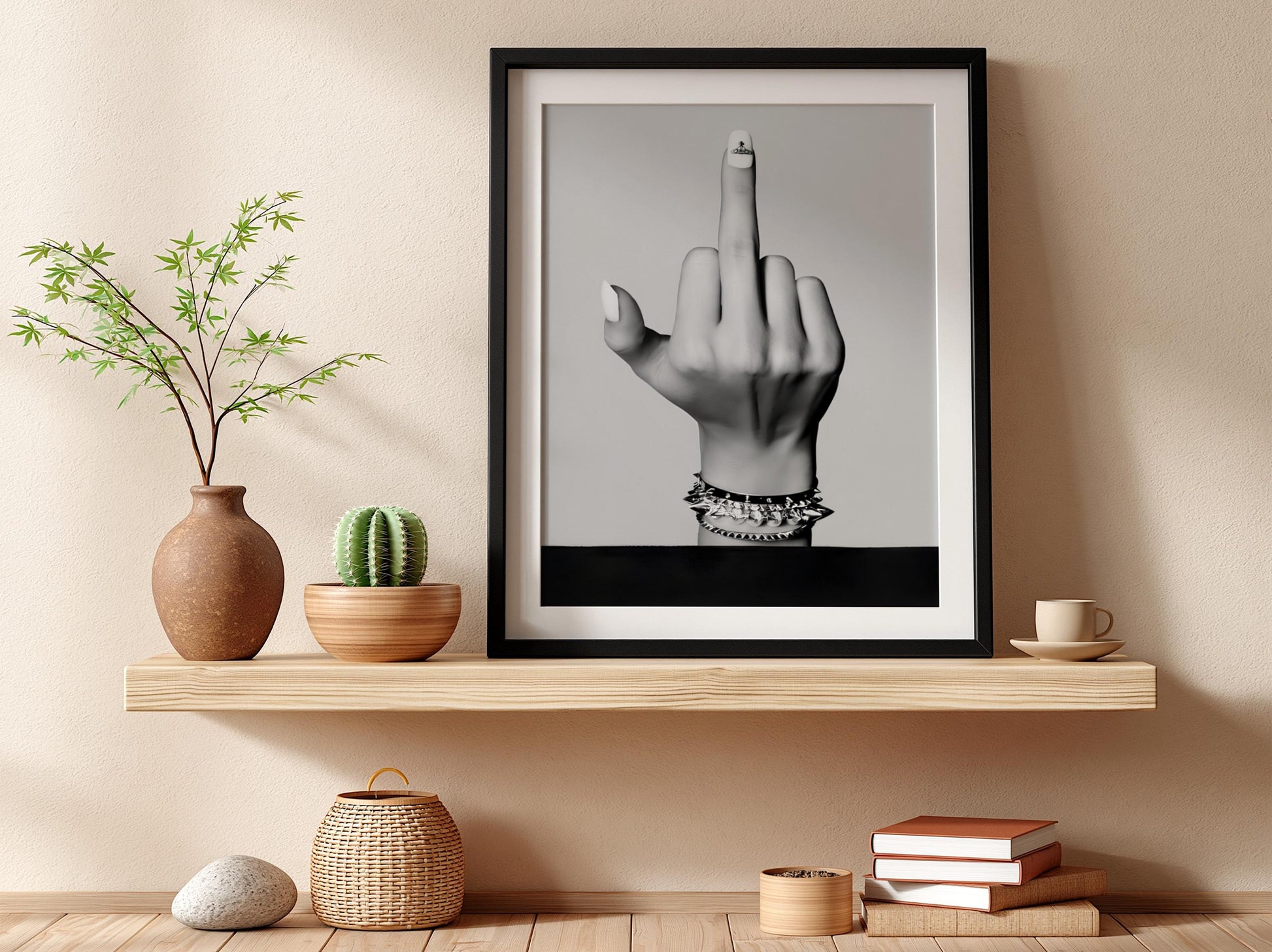 Middle Finger Poster, Punk Rock Wall Art, Black White Print, Edgy Room Decor, Rebel Hand Sign, Badass Poster, Grunge Art Print