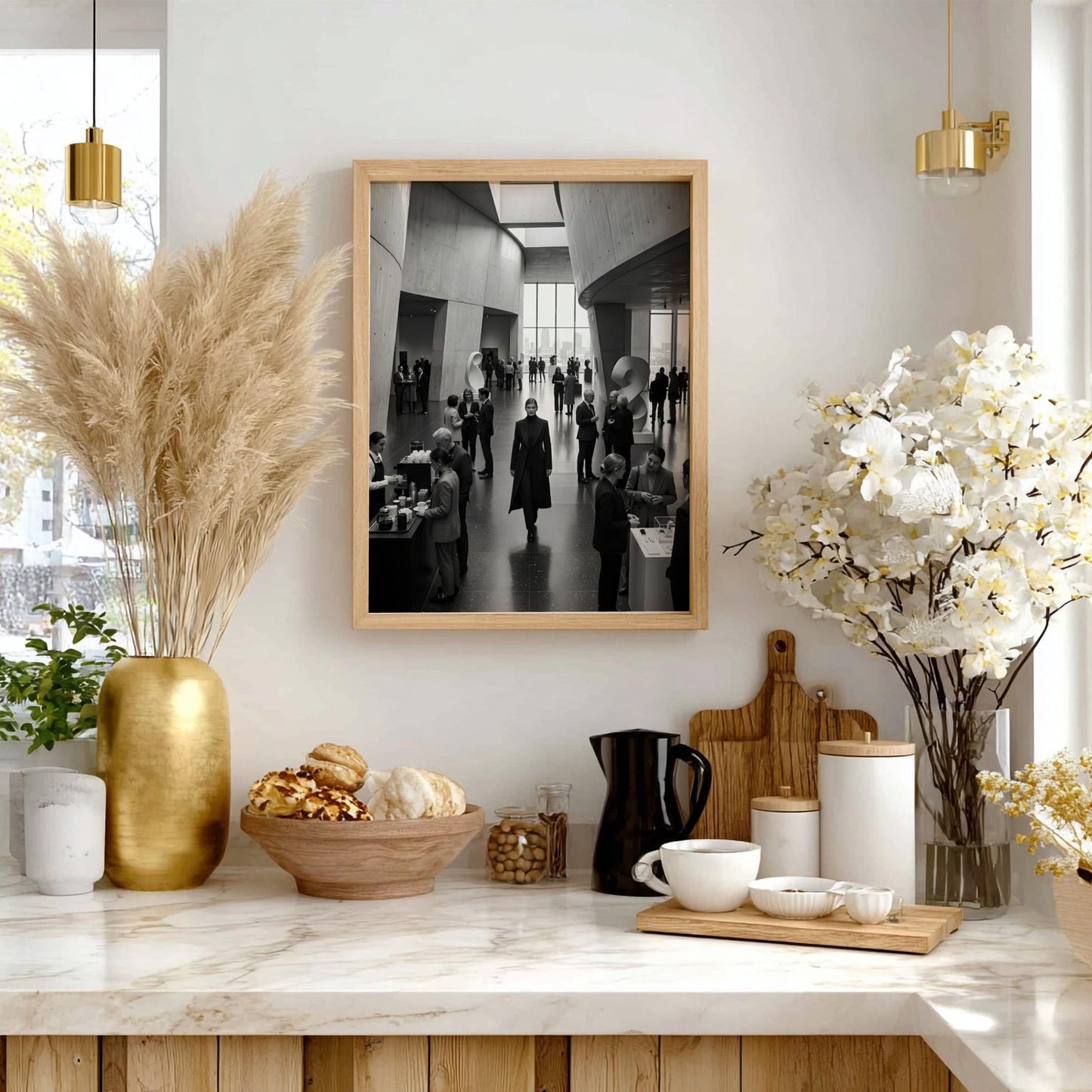 Confident Woman in Crowd Print | Black and White Corporate Wall Art | Boss Lady Gallery Poster | Modern Office Decor