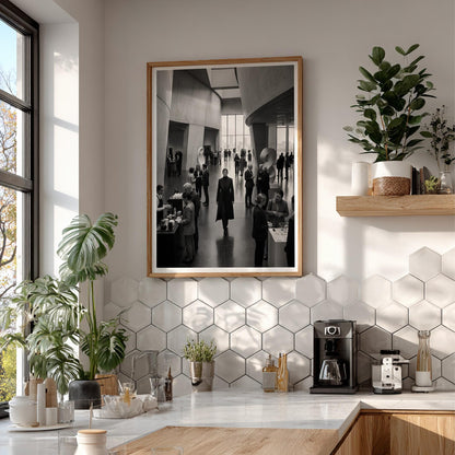 Confident Woman in Crowd Print | Black and White Corporate Wall Art | Boss Lady Gallery Poster | Modern Office Decor