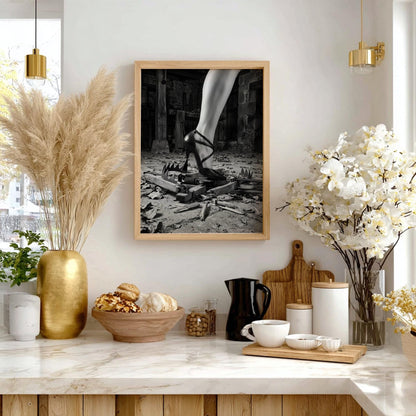 Overcoming Obstacles Print | High Heel Crushing Trap Poster | Black and White Motivational Art | Fearless Boss Lady Decor