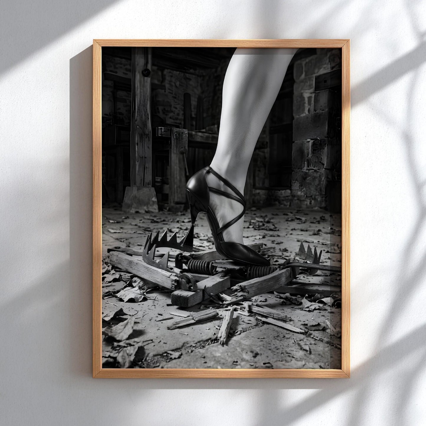 Overcoming Obstacles Print | High Heel Crushing Trap Poster | Black and White Motivational Art | Fearless Boss Lady Decor