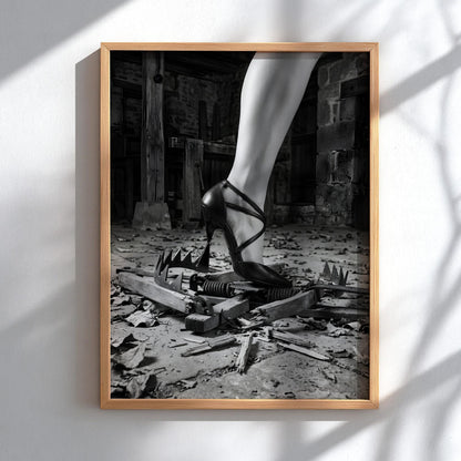 Overcoming Obstacles Print | High Heel Crushing Trap Poster | Black and White Motivational Art | Fearless Boss Lady Decor