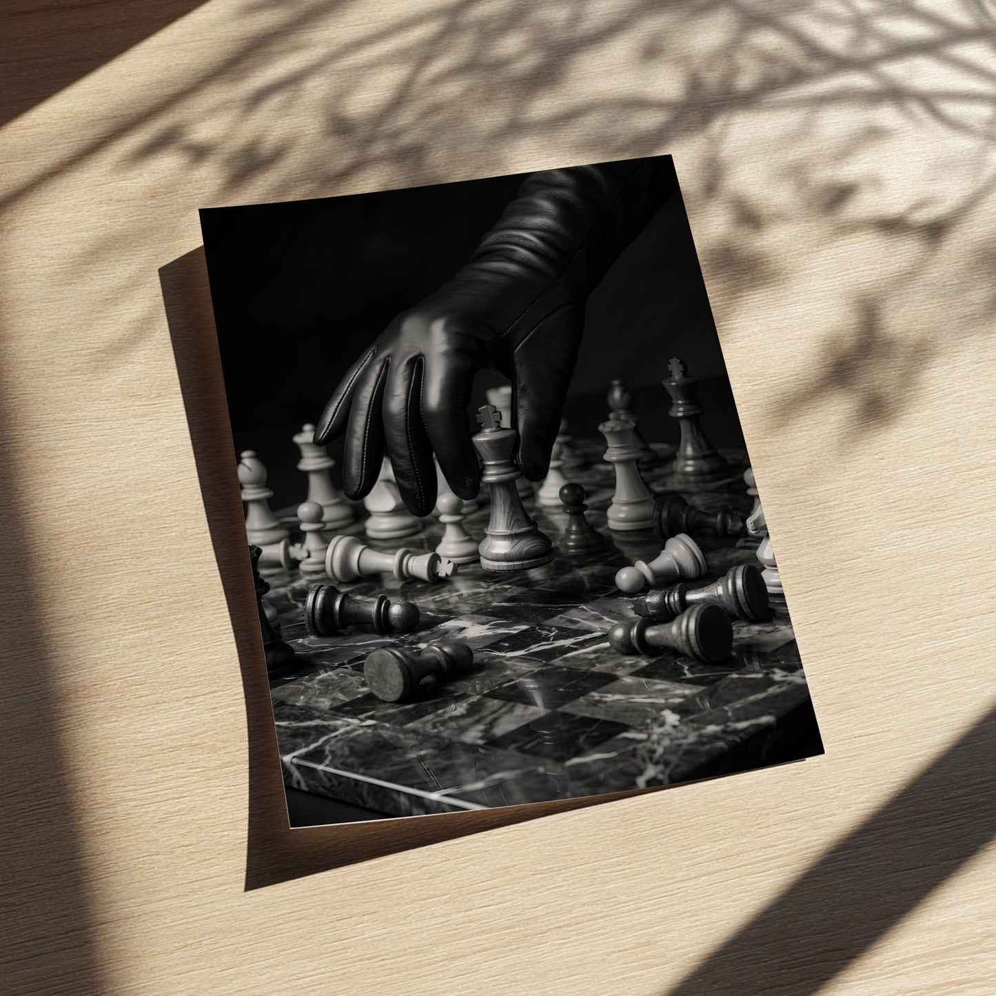 Strategic Chess Master Print | Black and White Board Game Poster | Boss Office Wall Art | Dark Academia Checkmate Decor