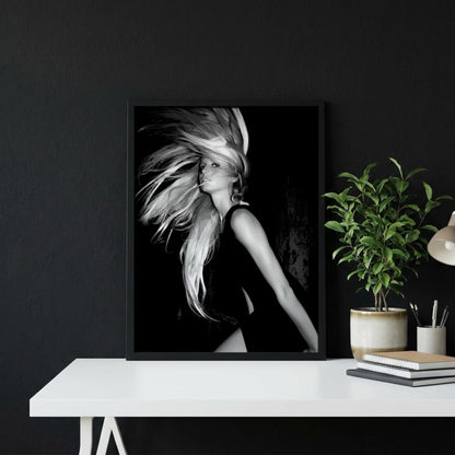 Sydney Sweeney | Black and White Fashion Print | Dynamic Woman Portrait | Moody Monochrome Wall Art | Edgy Room Decor