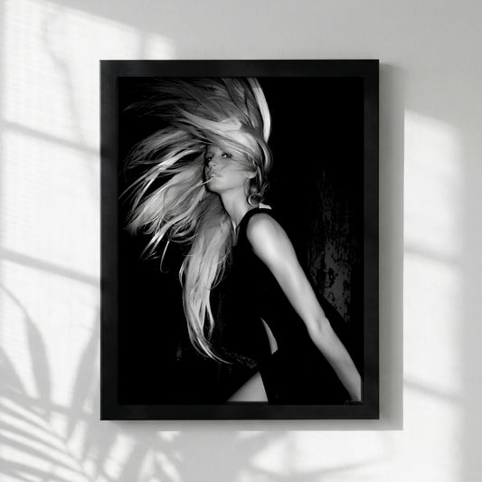 Sydney Sweeney | Black and White Fashion Print | Dynamic Woman Portrait | Moody Monochrome Wall Art | Edgy Room Decor