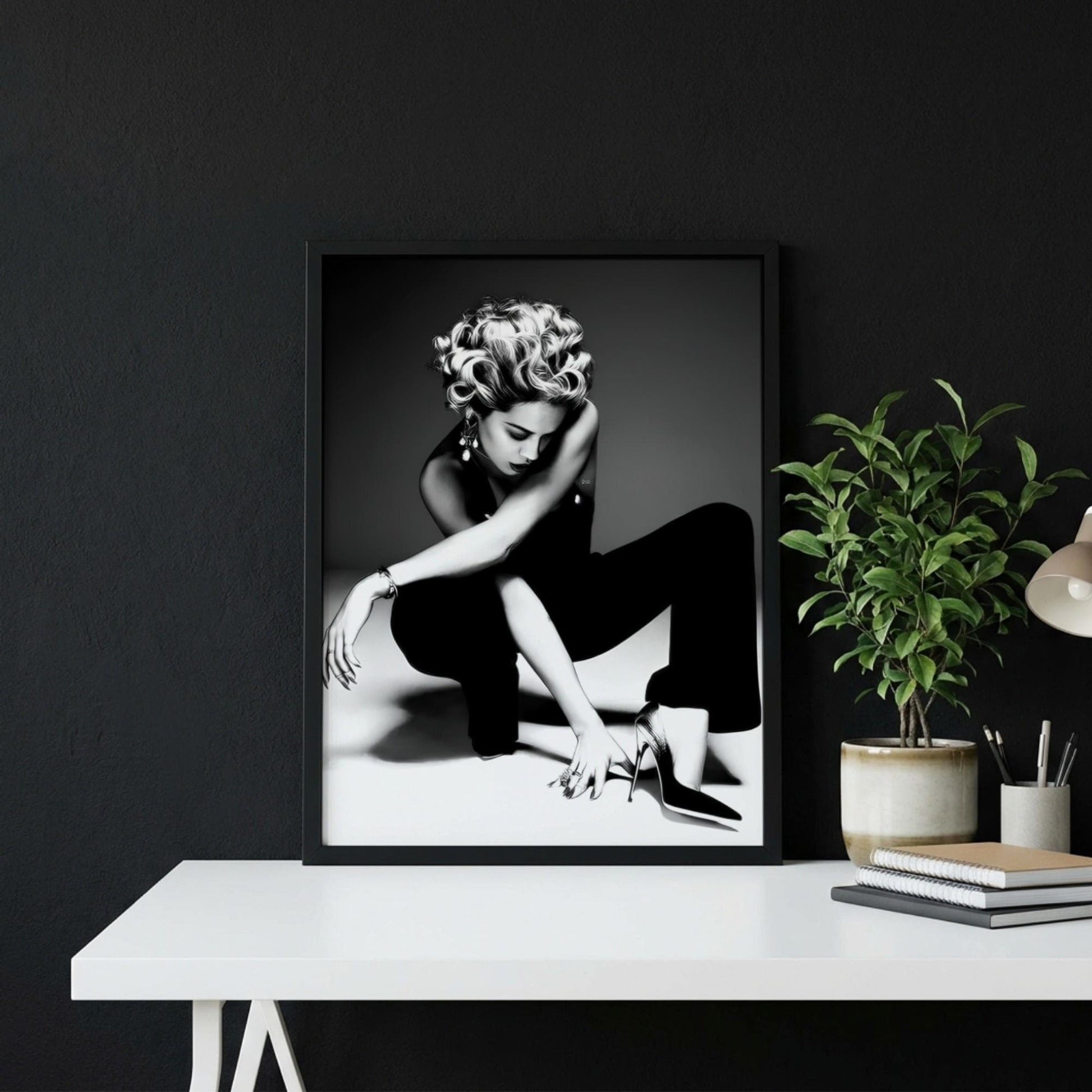Scarlett Johansson | Black White Art Print | Edgy Fashion Poster | Retro Glamour Decor | Modern Wall Art