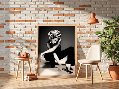 Scarlett Johansson | Black White Art Print | Edgy Fashion Poster | Retro Glamour Decor | Modern Wall Art
