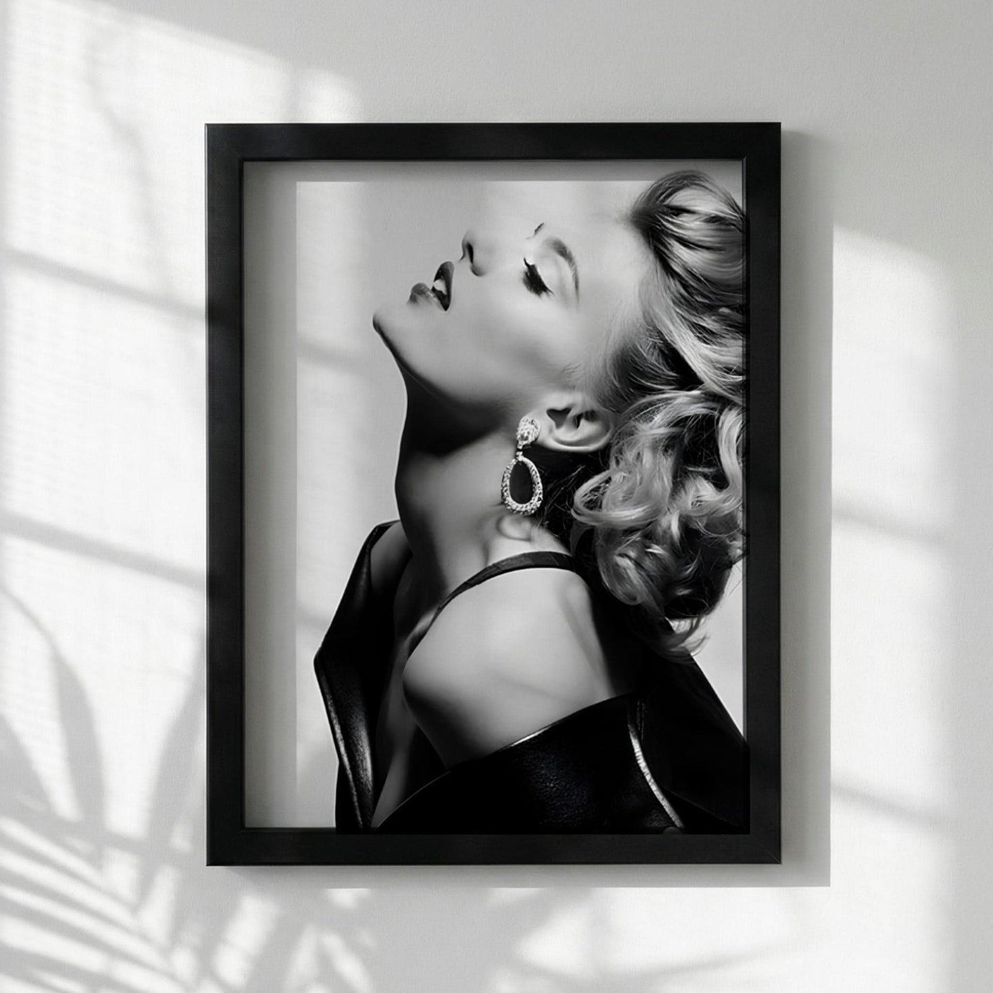 Scarlett Johansson | Black White Portrait | Leather Jacket Art | Retro Glamour Print | Edgy Fashion Poster