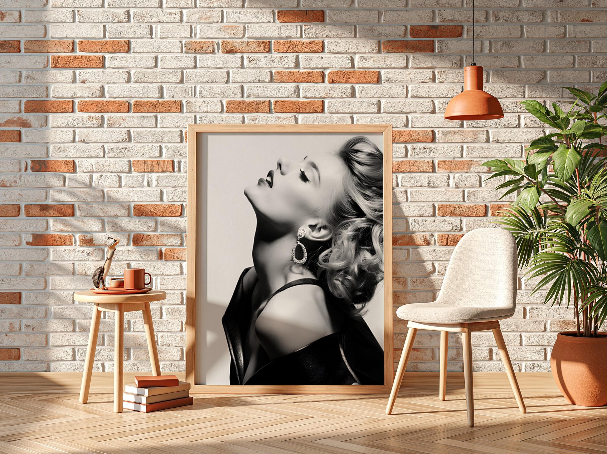 Scarlett Johansson | Black White Portrait | Leather Jacket Art | Retro Glamour Print | Edgy Fashion Poster