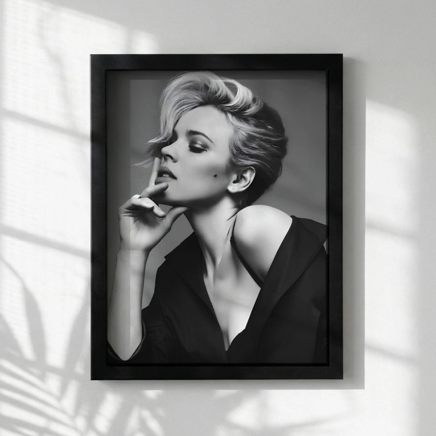 Scarlett Johansson | Black White Portrait | Modern Glamour Print | Edgy Fashion Poster | Bedroom Wall Art
