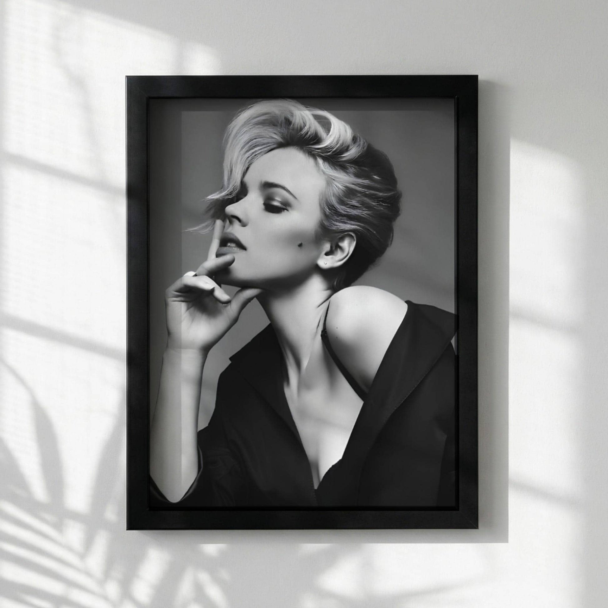 Scarlett Johansson | Black White Portrait | Modern Glamour Print | Edgy Fashion Poster | Bedroom Wall Art