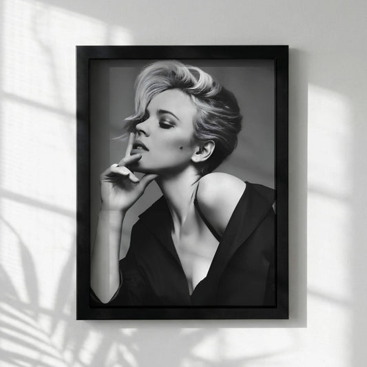 Scarlett Johansson | Black White Portrait | Modern Glamour Print | Edgy Fashion Poster | Bedroom Wall Art