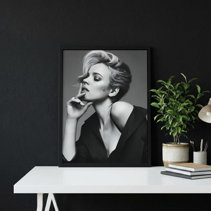 Scarlett Johansson | Black White Portrait | Modern Glamour Print | Edgy Fashion Poster | Bedroom Wall Art