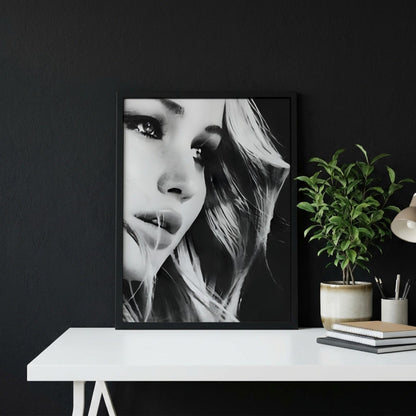 Jennifer Lawrence | Black White Portrait | Abstract Face Art | Moody Wall Decor | Modern Poster