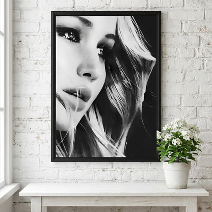 Jennifer Lawrence | Black White Portrait | Abstract Face Art | Moody Wall Decor | Modern Poster