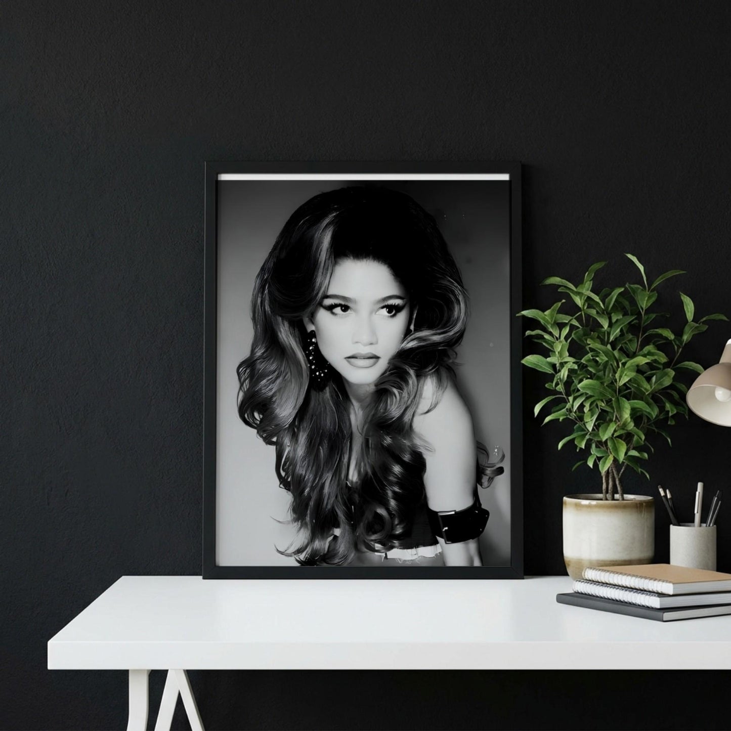 Zendaya | Black White Portrait | Vintage Glamour Print | Retro Fashion Poster | Elegant Wall Art