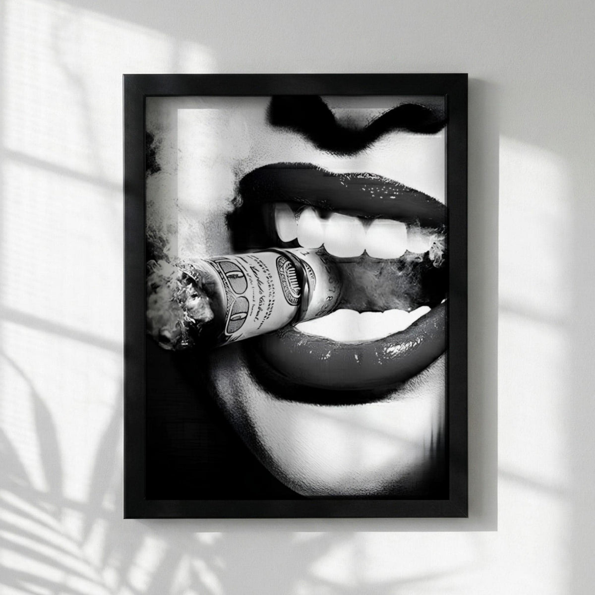 Burning Money Print | Hustle Wall Art | Boss Lady Decor | 100 Dollar Bill Poster | Black and White Pop Art