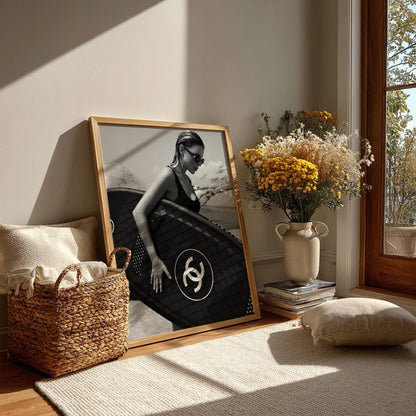Luxury Surfboard Print | Black and White Coastal Art | Modern Fashion Poster | Boss Lady Beach Decor | High End Lifestyle
