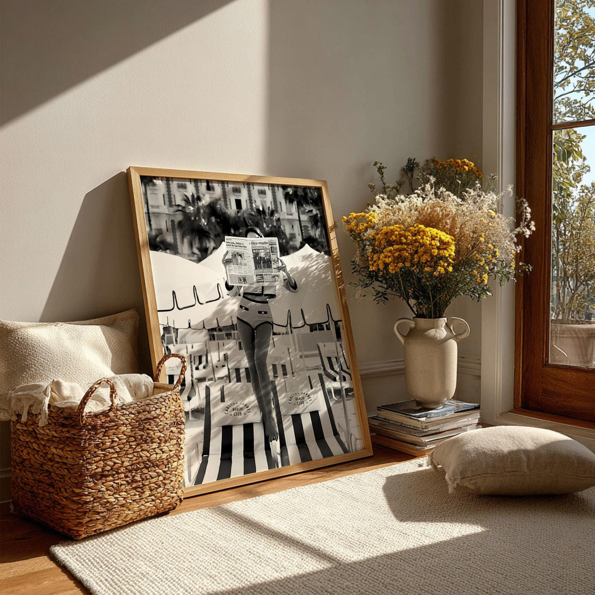 Vintage French Riviera Print | Cannes Beach Club Poster | Black and White Coastal Wall Art | Old Money Luxury Decor | Boss Lady Beach Art