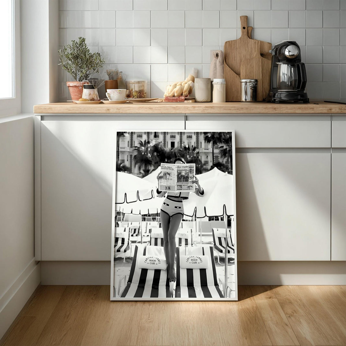 Vintage French Riviera Print | Cannes Beach Club Poster | Black and White Coastal Wall Art | Old Money Luxury Decor | Boss Lady Beach Art