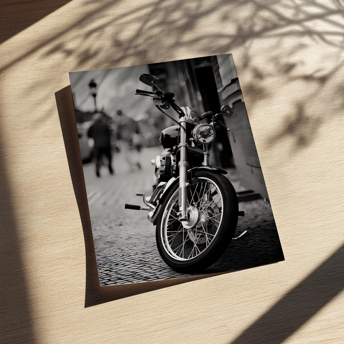 Black and White Motorcycle Print | Classic Cruiser Wall Art | Urban Biker Poster | Cinematic Street Decor | Edgy Office Art