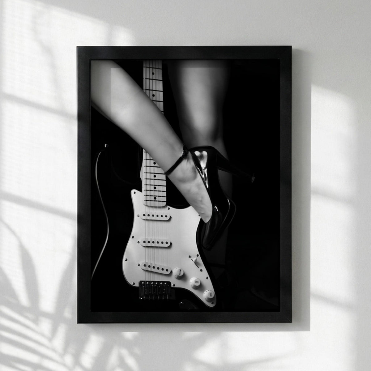 High Heel Guitar Art | Edgy Boss Lady Print | Rock and Roll Poster | Black and White Music Decor | Modern Studio Wall Art