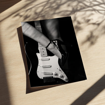 High Heel Guitar Art | Edgy Boss Lady Print | Rock and Roll Poster | Black and White Music Decor | Modern Studio Wall Art