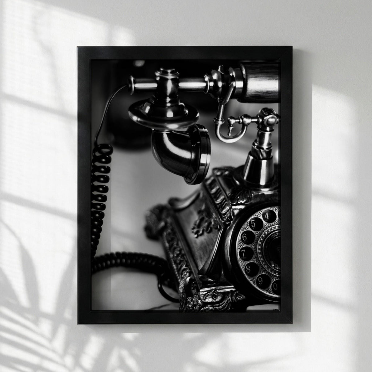 Vintage Telephone Print | Black and White Retro Phone Poster | Antique Office Wall Art | Dark Academia Decor | Classic Executive Art