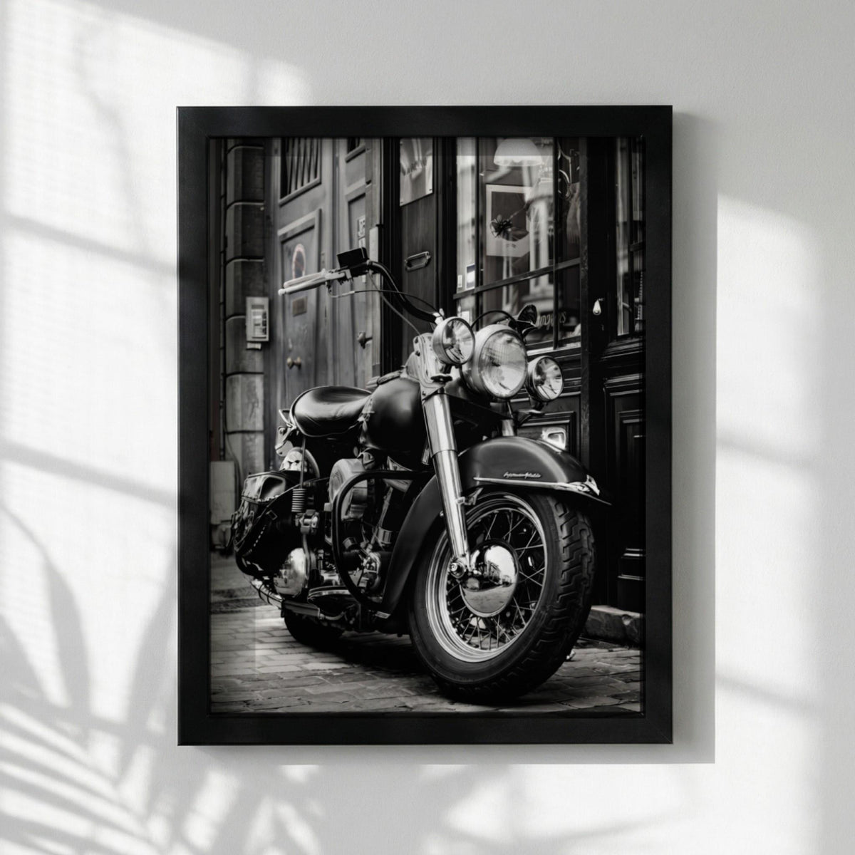 Vintage Motorcycle Print | Dark Urban Biker Art | Classic Chopper Poster | Edgy Garage Decor | Moody Street Wall Art