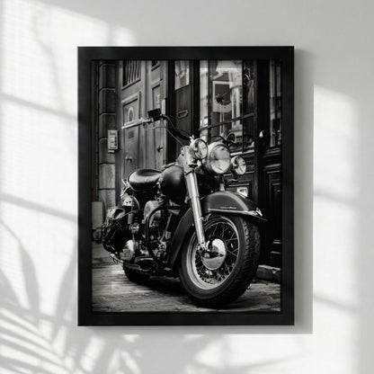 Vintage Motorcycle Print | Dark Urban Biker Art | Classic Chopper Poster | Edgy Garage Decor | Moody Street Wall Art