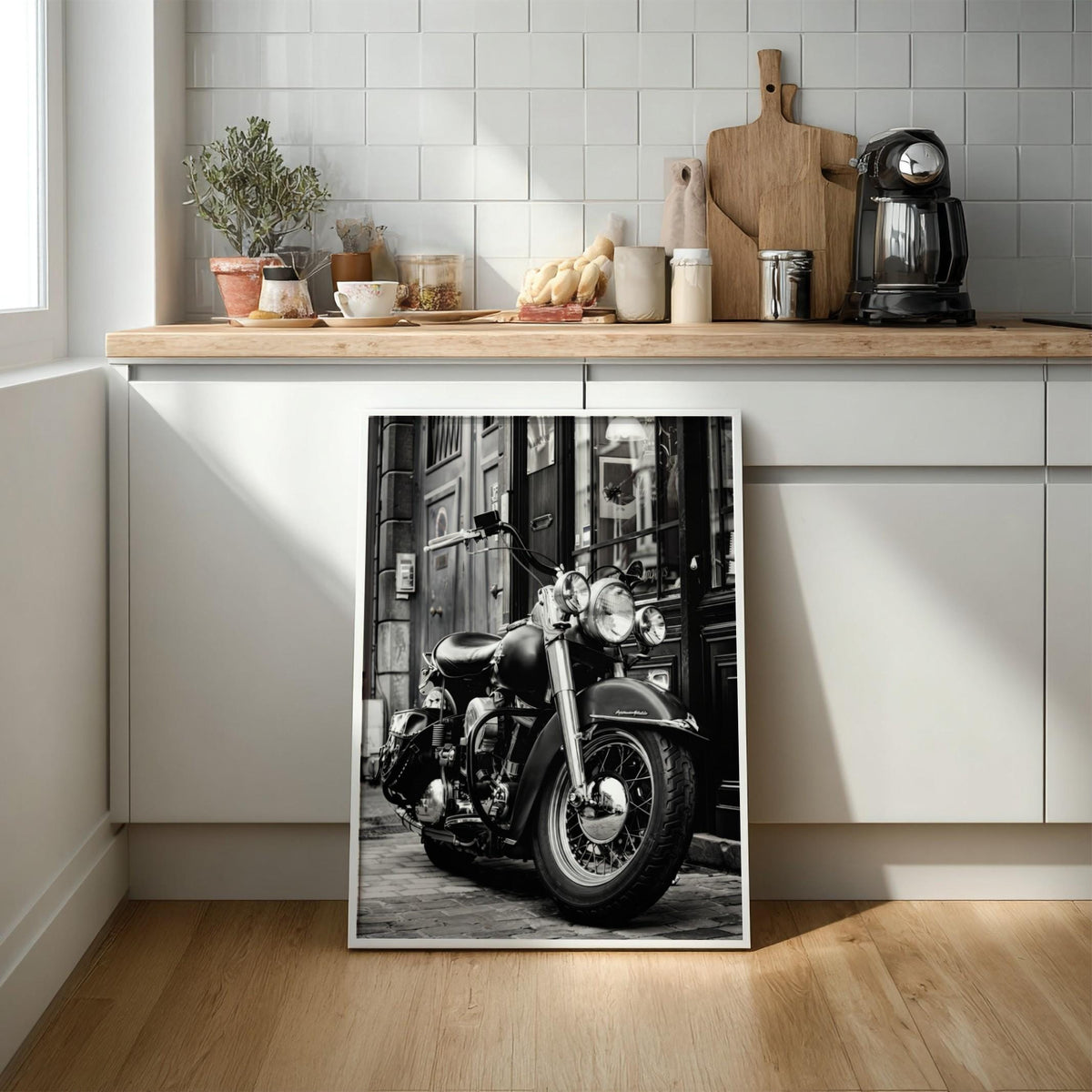 Vintage Motorcycle Print | Dark Urban Biker Art | Classic Chopper Poster | Edgy Garage Decor | Moody Street Wall Art