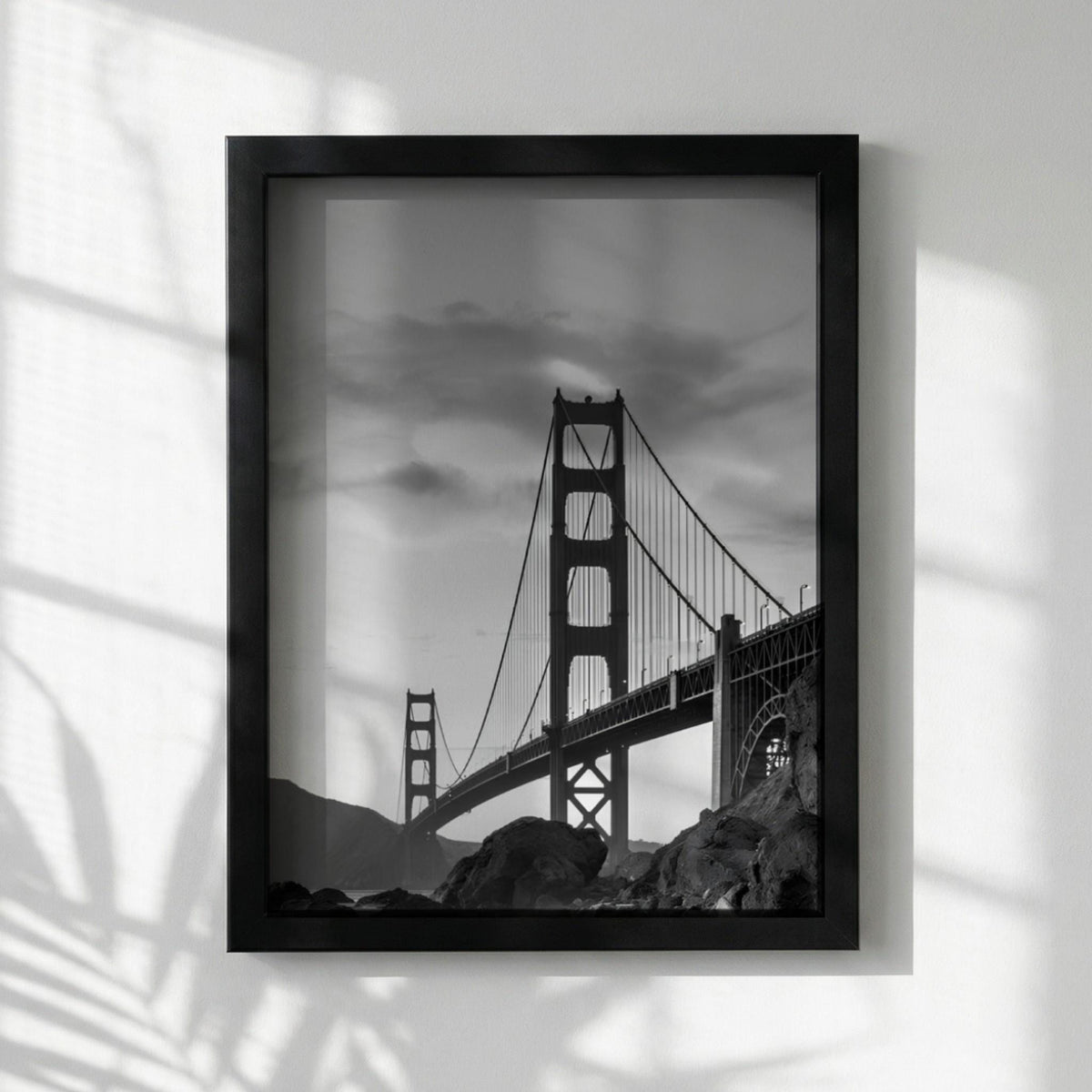 Golden Gate Bridge Print | San Francisco Architecture Art | Black and White Landmark Poster | Moody Cityscape Decor | Industrial Bridge Art