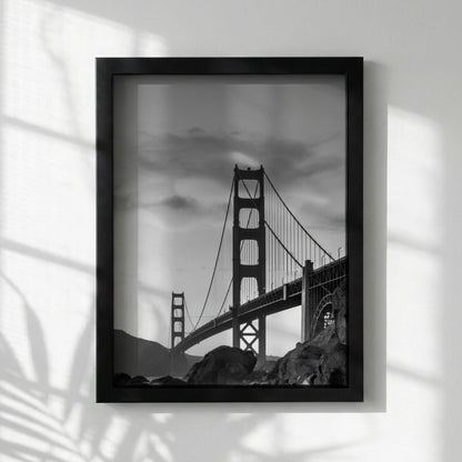 Golden Gate Bridge Print | San Francisco Architecture Art | Black and White Landmark Poster | Moody Cityscape Decor | Industrial Bridge Art