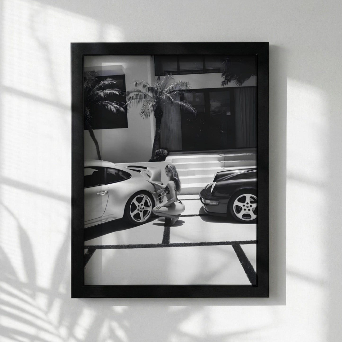 Luxury Car Wall Art, Black And White Woman Poster, Fashion Photography Print, Old Money Aesthetic, Glamour Decor