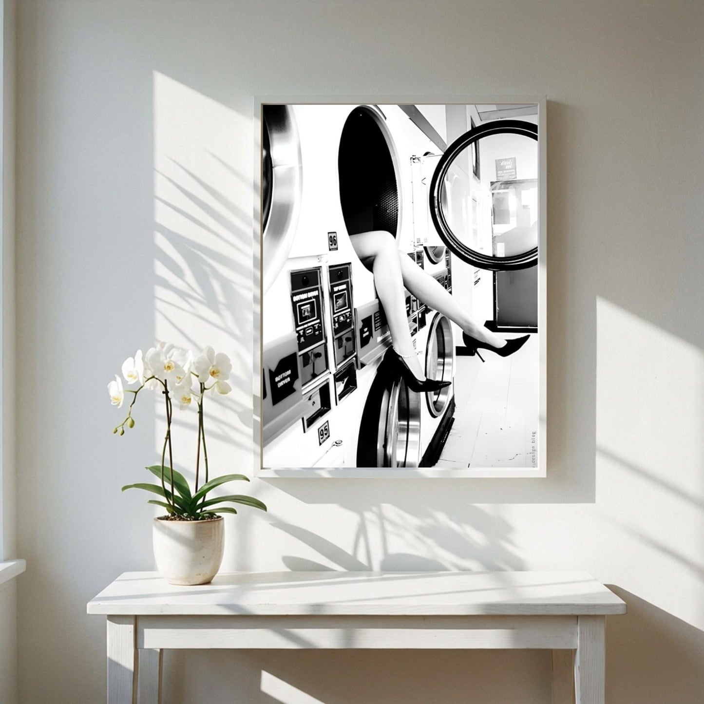 Funny Laundry Room Art, Quirky Laundromat Poster, Black and White Washing Machine Print, Edgy Fashion Wall Art, Humorous Utility Room Decor