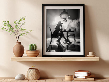 Vinyl Spin Black & White Minimalist Music Wall Art | Modern Retro Audio Decor | Record Player Aesthetic Poster Print