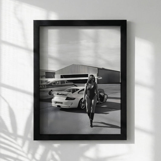 Porsche GT3 Poster, Luxury Car Wall Art, Black and White Print, Old Money Aesthetic Decor, Private Aviation Art, Edgy Fashion Room Decor