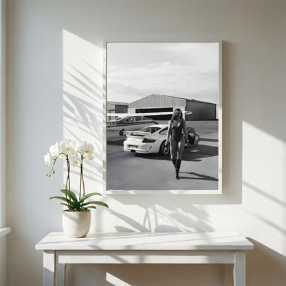 Porsche GT3 Poster, Luxury Car Wall Art, Black and White Print, Old Money Aesthetic Decor, Private Aviation Art, Edgy Fashion Room Decor