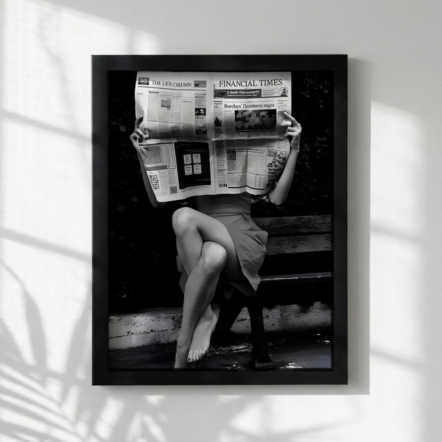 Financial Times Newspaper Poster, Black and White Wall Art, Old Money Aesthetic Decor, Woman Reading Print, Entrepreneur Office Art, Edgy Fashion