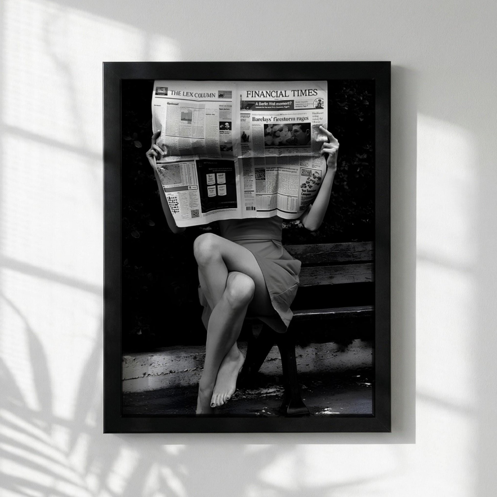 Financial Times Newspaper Poster, Black and White Wall Art, Old Money Aesthetic Decor, Woman Reading Print, Entrepreneur Office Art, Edgy Fashion