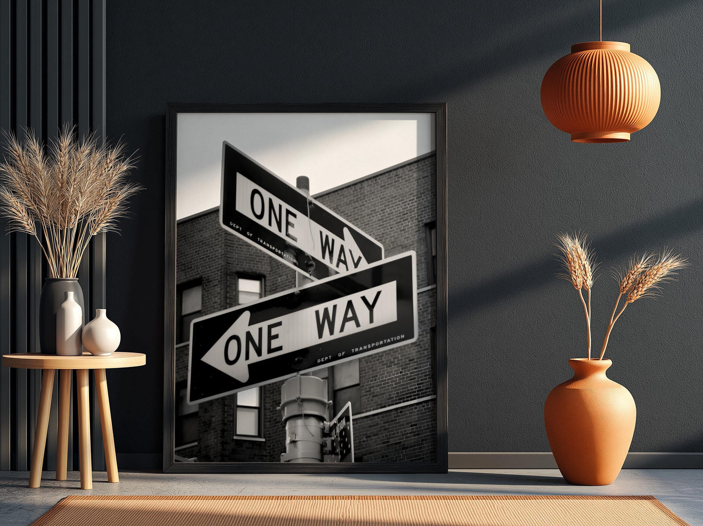 One Way Sign Poster, Urban Street Art, Black White Print, NYC City Wall Decor, Vintage Street Sign, Industrial Room Decor, Cityscape Art