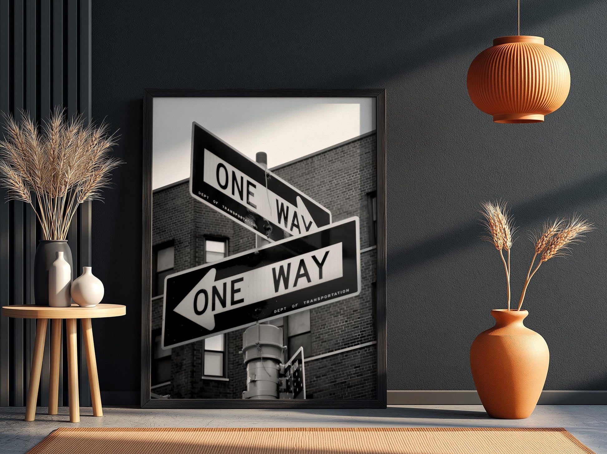 One Way Sign Poster, Urban Street Art, Black White Print, NYC City Wall Decor, Vintage Street Sign, Industrial Room Decor, Cityscape Art
