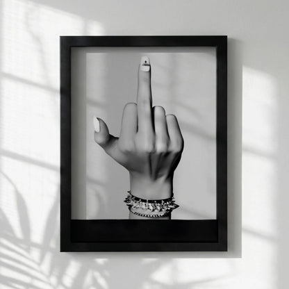 Middle Finger Poster, Punk Rock Wall Art, Black White Print, Edgy Room Decor, Rebel Hand Sign, Badass Poster, Grunge Art Print