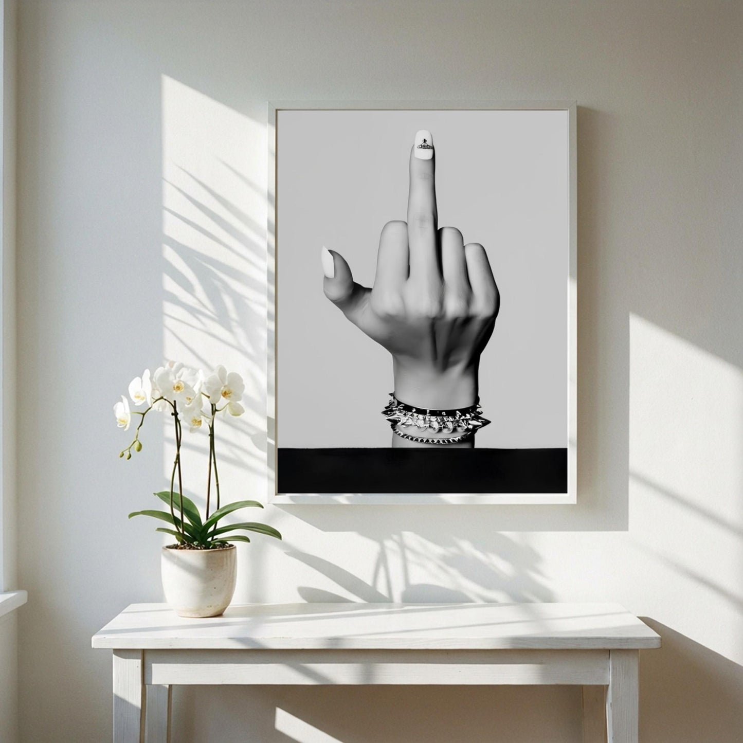 Middle Finger Poster, Punk Rock Wall Art, Black White Print, Edgy Room Decor, Rebel Hand Sign, Badass Poster, Grunge Art Print