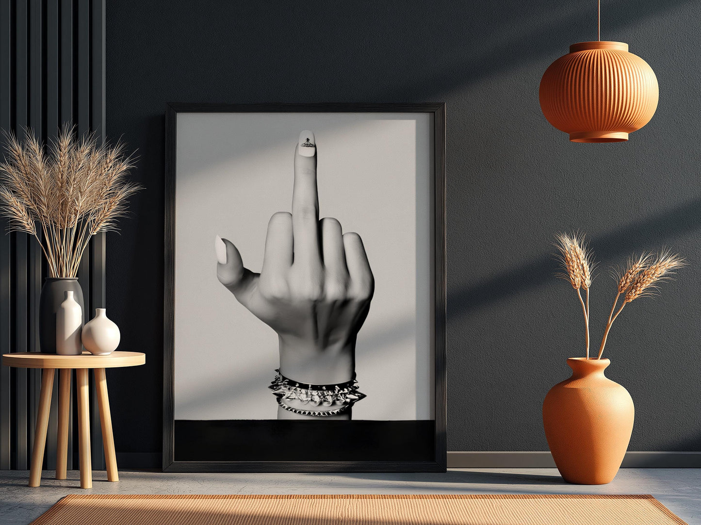 Middle Finger Poster, Punk Rock Wall Art, Black White Print, Edgy Room Decor, Rebel Hand Sign, Badass Poster, Grunge Art Print