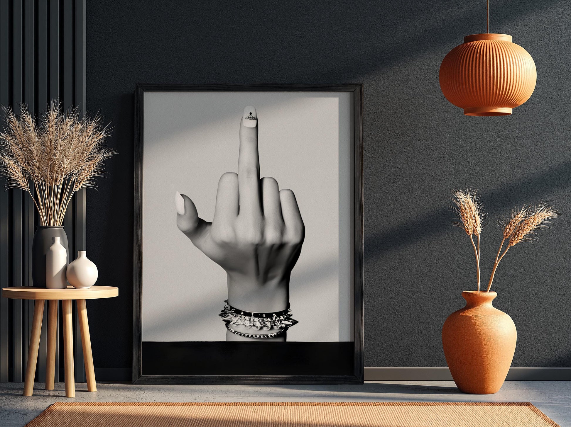Middle Finger Poster, Punk Rock Wall Art, Black White Print, Edgy Room Decor, Rebel Hand Sign, Badass Poster, Grunge Art Print