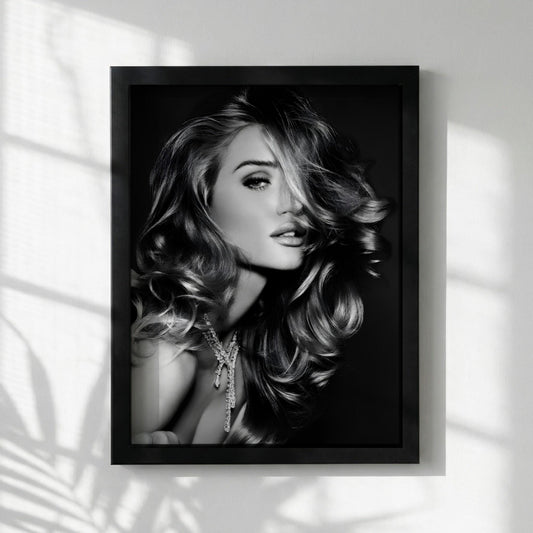Sydney Sweeney | Black and White Glamour Portrait Print | Vintage Fashion Wall Art | Elegant Woman Photography | Classic Beauty Poster